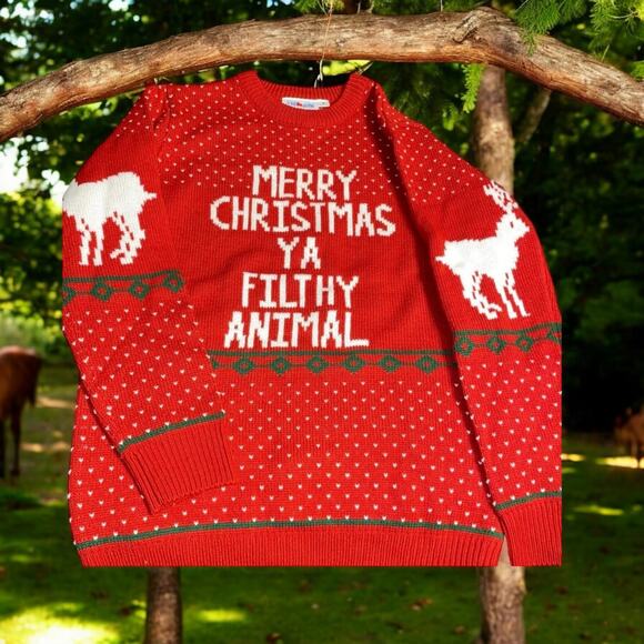 Home Alone Other - Home Alone Sweater Jumper Sz Small Merry Ugly Christmas Filthy Animals Reindeer